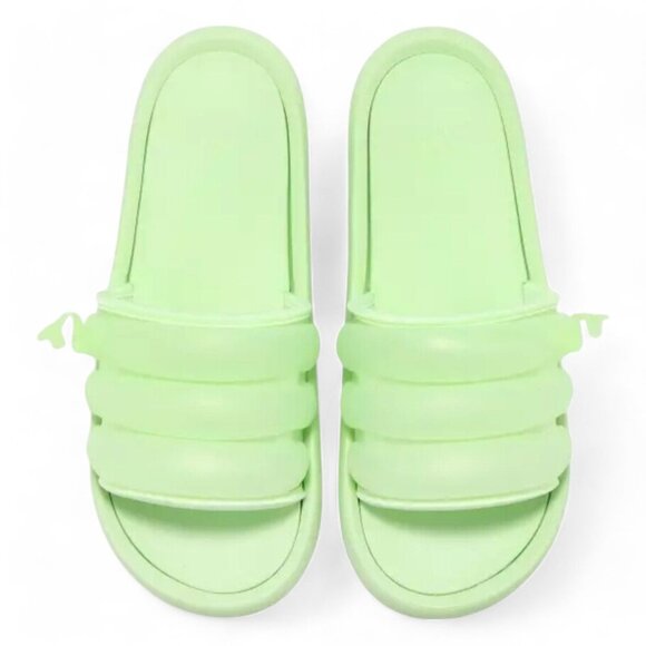 Adidas Adilette Pool Slides Green Glow Slip On Inner Tube Tubing Flip Flops NWT - Picture 8 of 11